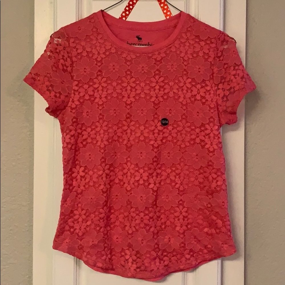 NWT abercrombie kids 13/14 pink short sleeve top